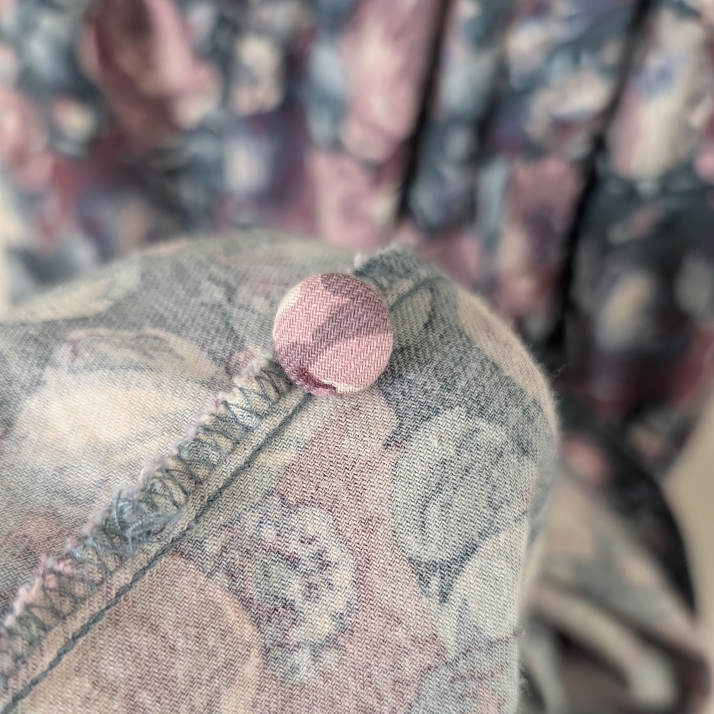 Vintage 80s Laura Ashley Floral Print Long-Sleeve Dress, Cotton/Wool Blend - Picture 8 of 12